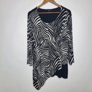Affinity For Knits Womens Asymmetrical Zebra Print Tunic Top Size XL Travel